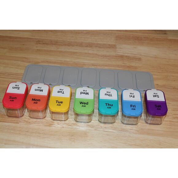 Odaro Extra Large Weekly AM/PM Medication Pill Organizer w/ Removable Med Cups - Picture 3 of 9